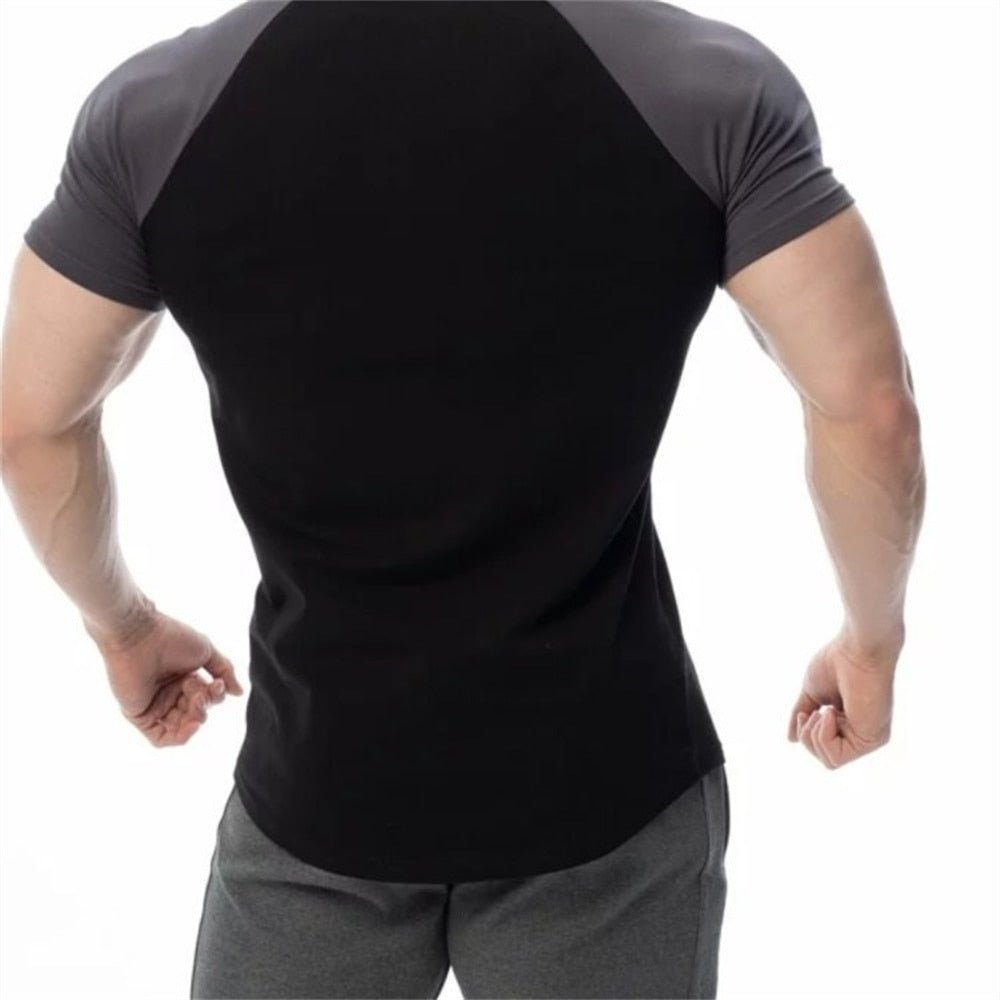 best Men Cotton Patchwork T-shirt Summer Gym Fitness Bodybuilding Skinny Short sleeve Shirts Male Casual Training Tees Tops Clothing shop online at M2K Trends for