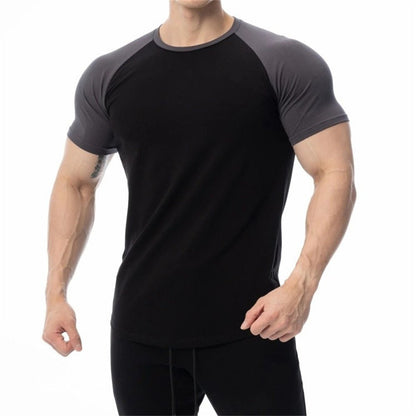 best Men Cotton Patchwork T-shirt Summer Gym Fitness Bodybuilding Skinny Short sleeve Shirts Male Casual Training Tees Tops Clothing shop online at M2K Trends for