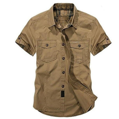 best Men New Summer Men's Solid Military Short Sleeves Shirts Cotton Breathable Chemise Homme Loose Army Shirt Male Tops 0 shop online at M2K Trends for