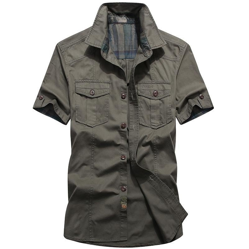 best Men New Summer Men's Solid Military Short Sleeves Shirts Cotton Breathable Chemise Homme Loose Army Shirt Male Tops 0 shop online at M2K Trends for