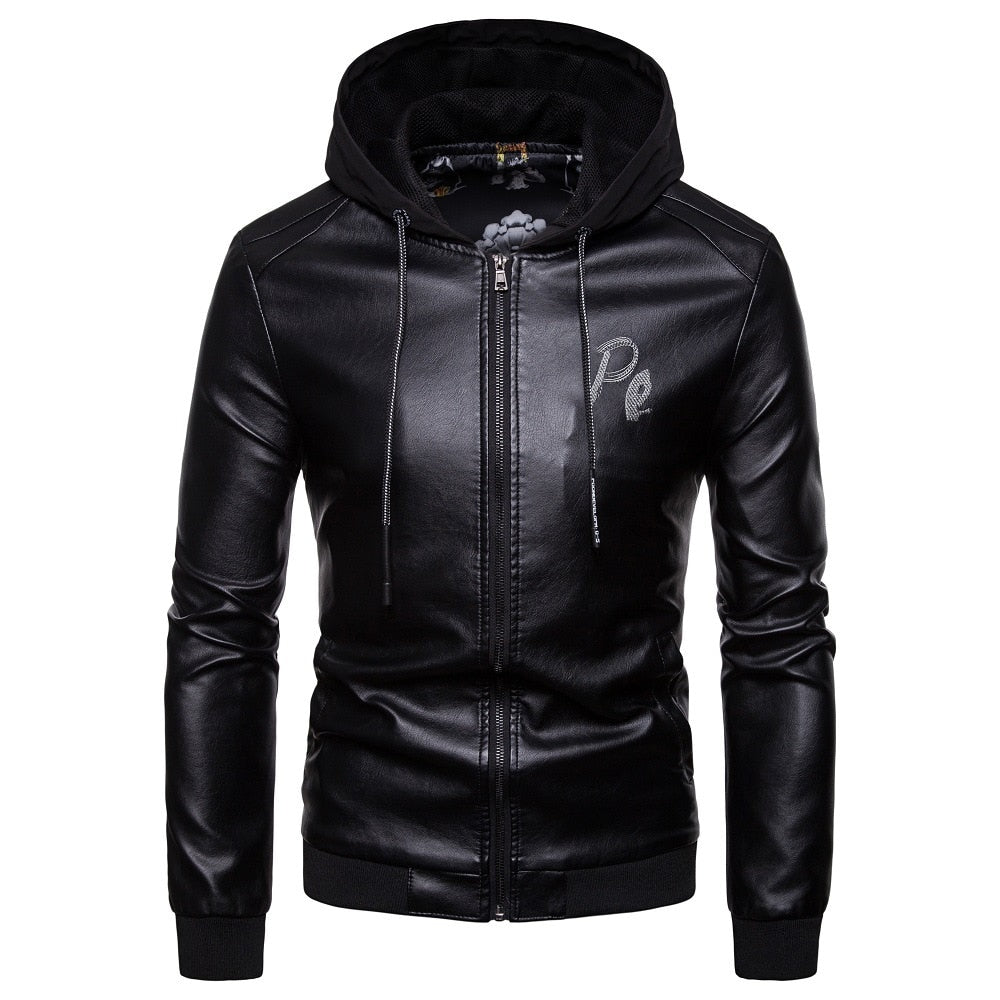 best Men's British fashion hooded leather coat 0 shop online at M2K Trends for