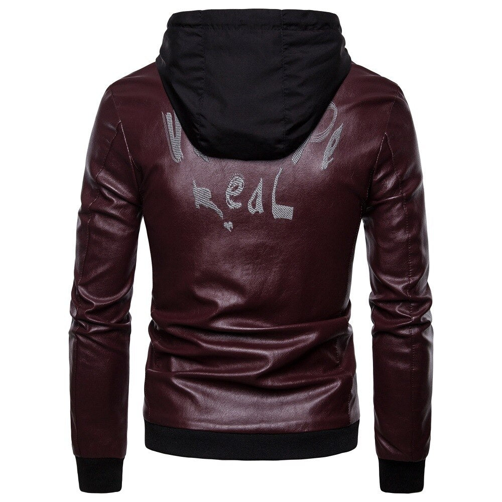 best Men's British fashion hooded leather coat 0 shop online at M2K Trends for