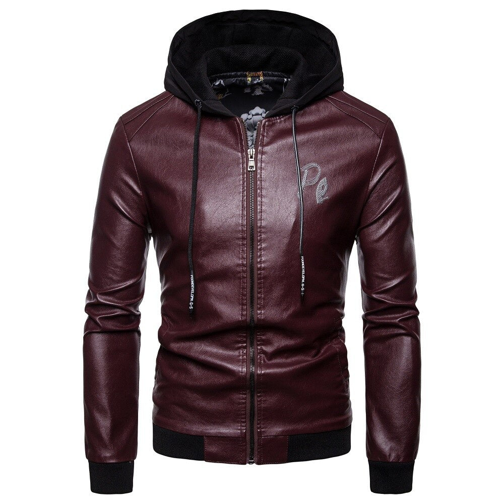 best Men's British fashion hooded leather coat 0 shop online at M2K Trends for