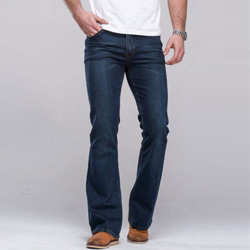 best Men's Casual Jeans Dark Blue Micro-elastic Classic Washed Slim Micro Horn 0 shop online at M2K Trends for