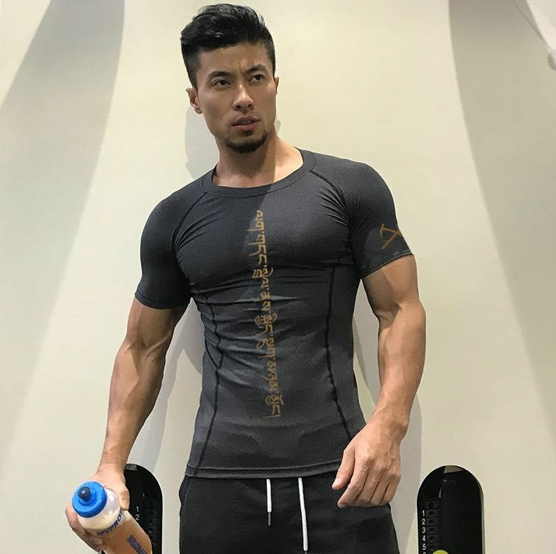 best Men's Fashion Running Fitness Training Tight Stretch Breathable Short Sleeve T-Shirt 0 shop online at M2K Trends for