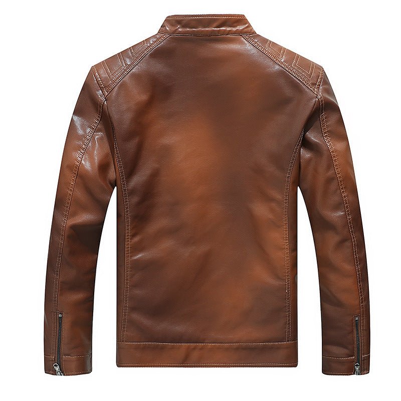 best Men's Gradient PU Stand Collar Leather Jacket 0 shop online at M2K Trends for