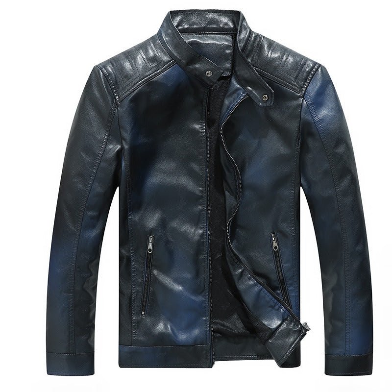 best Men's Gradient PU Stand Collar Leather Jacket 0 shop online at M2K Trends for