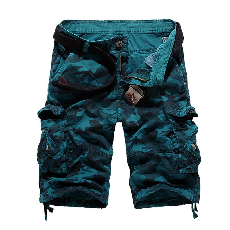 best Men's Loose Casual Camouflage Overalls Large Size Multi-pocket Five-point Pants Men's Beach Pants Pants shop online at M2K Trends for mens pants