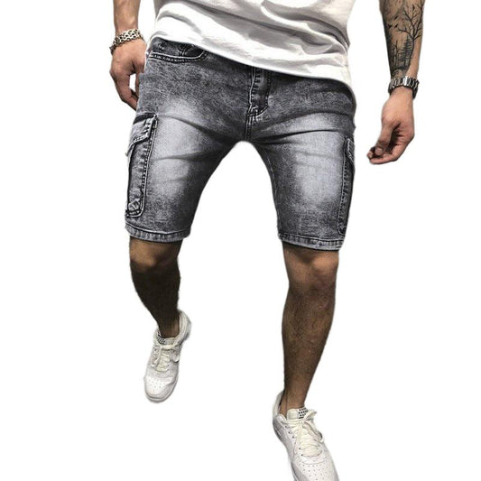 best Men's Pocket Denim Shorts Zipper Slim Stretch Five Point Pants Men Clothing shop online at M2K Trends for men shorts