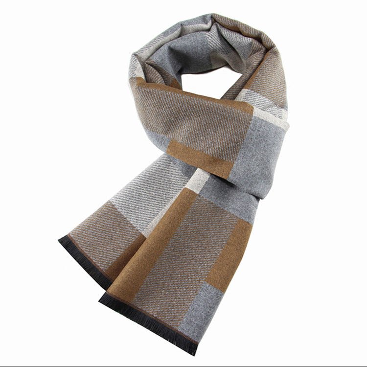 best Men's Wool-like Scarf Korean-style Plaid 0 shop online at M2K Trends for