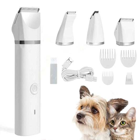 best Mewoofun 4 in 1 Pet Electric Hair Clipper with 4 Blades Grooming Trimmer Nail Grinder Professional Recharge Haircut For Dogs Cat shop online at M2K Trends for