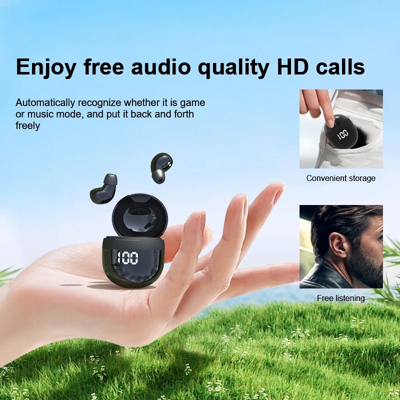 best mini headphones wireless bluetooth earphones sleep headset with mic noise reduction heavy bass earbuds for smart phone earbuds shop online at M2K Trends for #AffordableTech