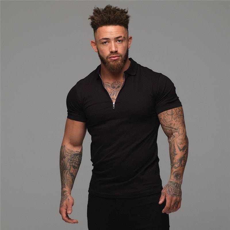 best Muscleguys Man Fashion Polo Shirt Casual Fashion Plain Color Short Sleeve High Quality Slim Polo Shirt Men Fitness Polo homme shop online at M2K Trends for