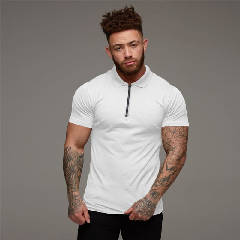 best Muscleguys Man Fashion Polo Shirt Casual Fashion Plain Color Short Sleeve High Quality Slim Polo Shirt Men Fitness Polo homme shop online at M2K Trends for