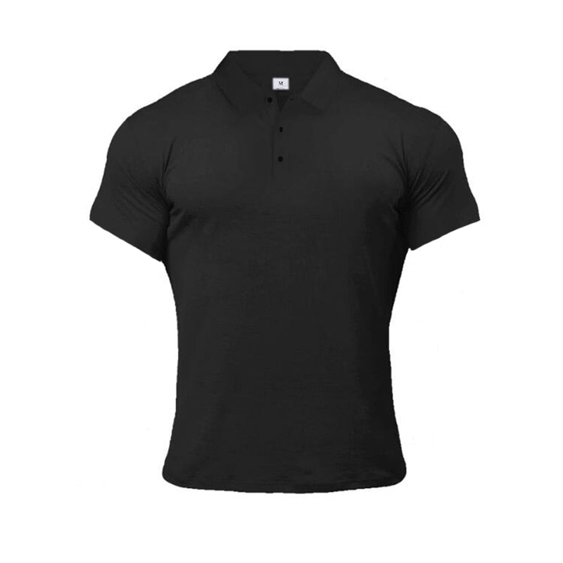 best Muscleguys Man Fashion Polo Shirt Casual Fashion Plain Color Short Sleeve High Quality Slim Polo Shirt Men Fitness Polo homme shop online at M2K Trends for