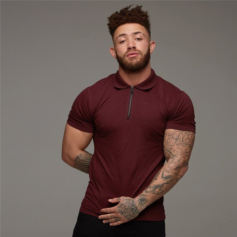 best Muscleguys Man Fashion Polo Shirt Casual Fashion Plain Color Short Sleeve High Quality Slim Polo Shirt Men Fitness Polo homme shop online at M2K Trends for