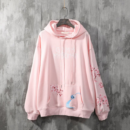 best National Tide Crane Sweater Men's Hooded Loose Peach Blossom Antique Coat 0 shop online at M2K Trends for