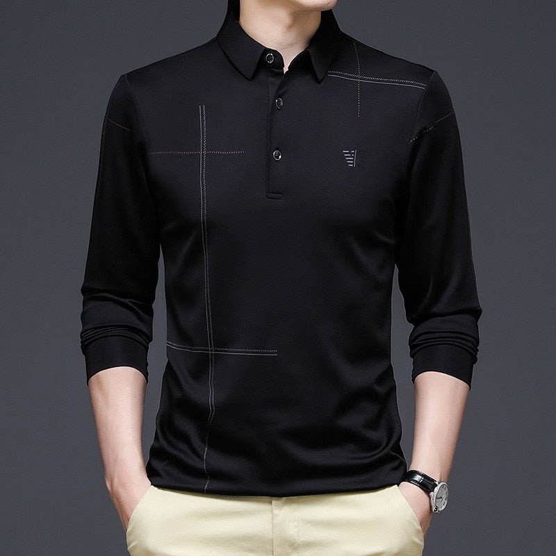 best New 2023 Men Polo Shirt Business Autumn Tshirt Long Sleeve Casual Male Polo Shirt Fit Slim Korean Clothing Button Shirts 0 shop online at M2K Trends for