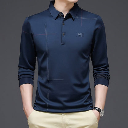 best New 2023 Men Polo Shirt Business Autumn Tshirt Long Sleeve Casual Male Polo Shirt Fit Slim Korean Clothing Button Shirts 0 shop online at M2K Trends for