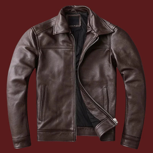 best New Casual Real Cowhide Genuine Leather Jacket Men Slim Mens Clothes Spring Autumn Men's Cow Clothing Asian Size 6XL shop online at M2K Trends for Jackets & Coats