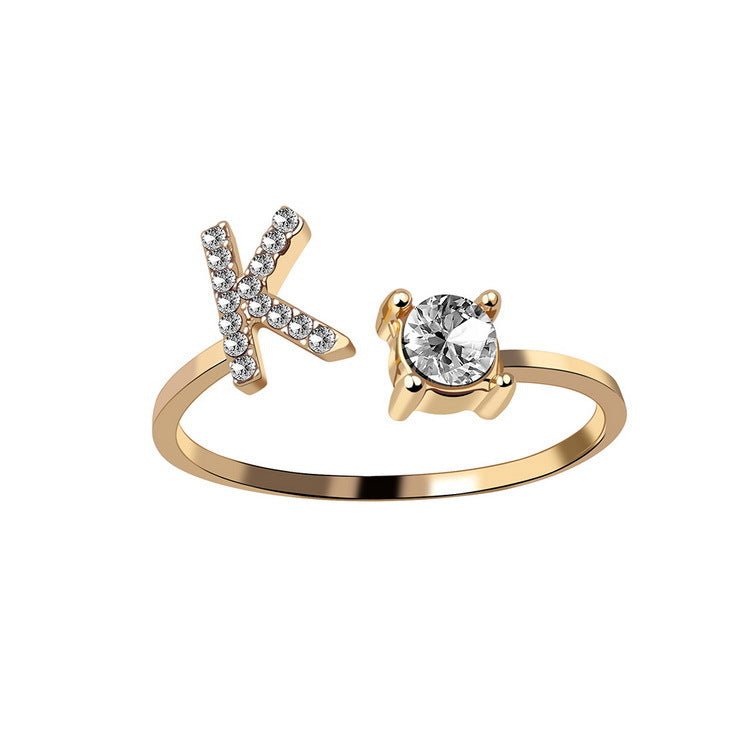 best New Design Adjustable 26 Initial Letter Ring Fashion Jewelry For Women Simple Elegant Jewelry Accessories shop online at M2K Trends for Fashion Jewelry