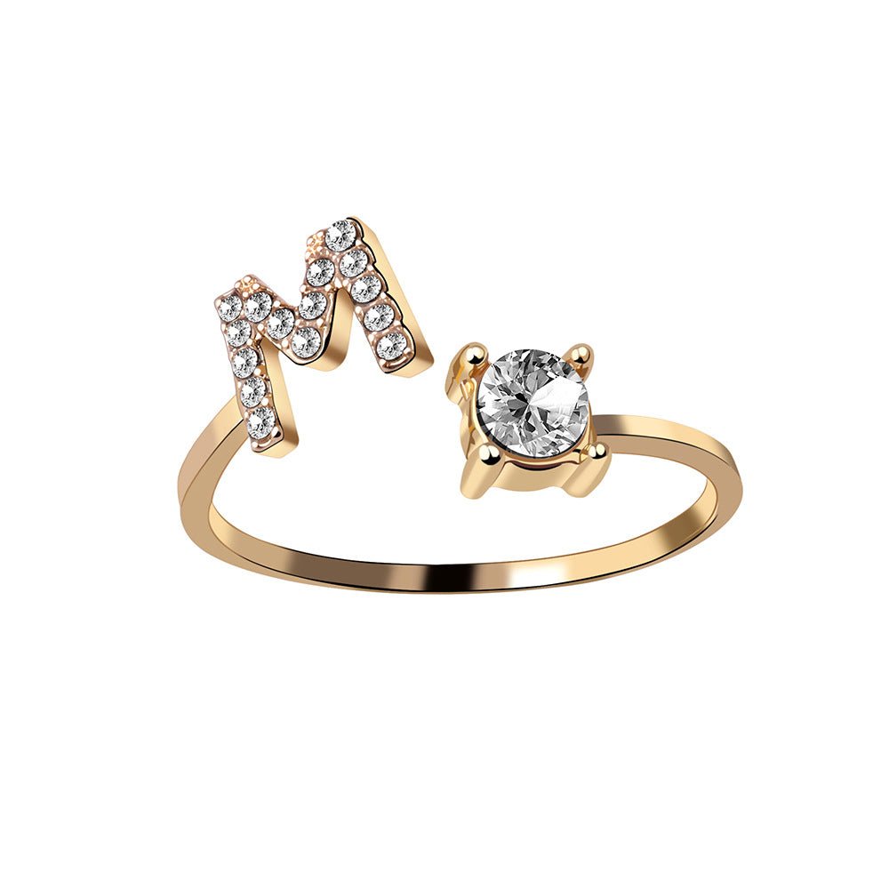 best New Design Adjustable 26 Initial Letter Ring Fashion Jewelry For Women Simple Elegant Jewelry Accessories shop online at M2K Trends for Fashion Jewelry