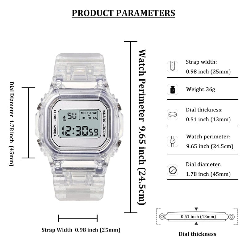 best New Fashion Transparent Digital Watch Square Women Watches Sports Electronic Wrist Watch Reloj Mujer Clock Jewelry & Watches shop online at M2K Trends for