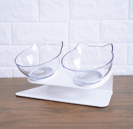 best New Inclined Food Cat Ear Oblique Mouth Transparent Single Pet Bowl 0 shop online at M2K Trends for