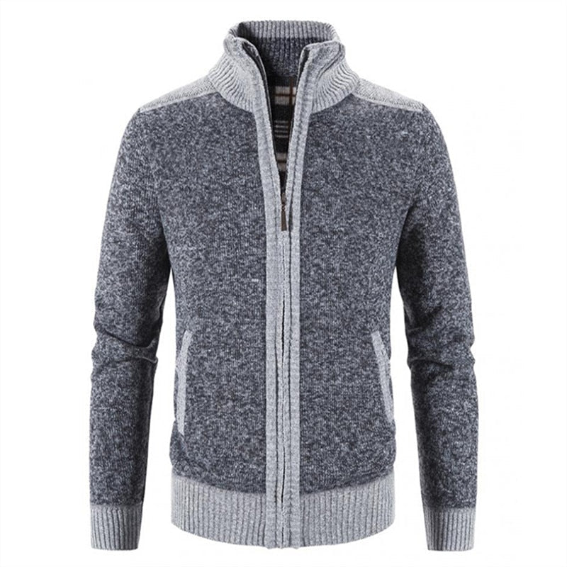 best New Men Sweater Coat Fashion Patchwork Cardigan Men Knitted Sweater Jacket Slim Fit Stand Collar Thick Warm Cardigan Coats Men Winter clothing shop online at M2K Trends for Winter clothing