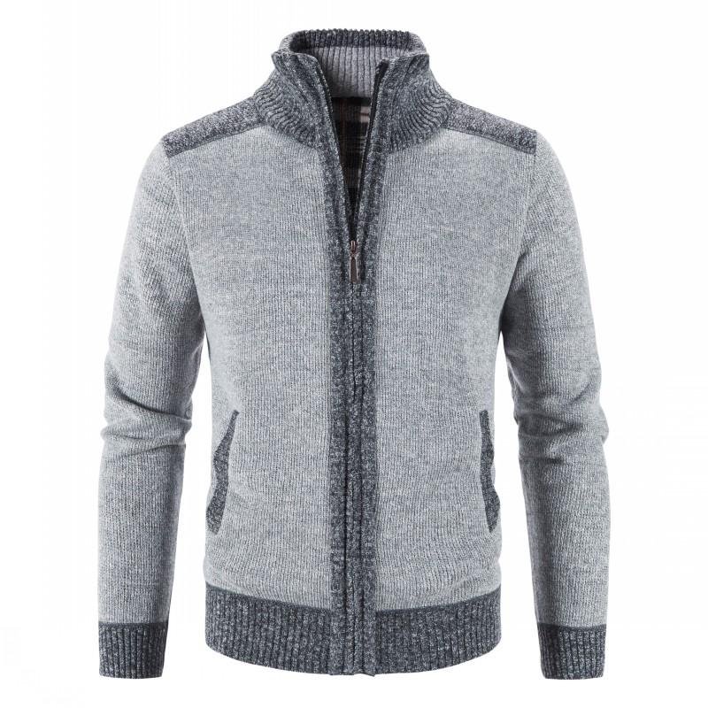 best New Men Sweater Coat Fashion Patchwork Cardigan Men Knitted Sweater Jacket Slim Fit Stand Collar Thick Warm Cardigan Coats Men Winter clothing shop online at M2K Trends for Winter clothing