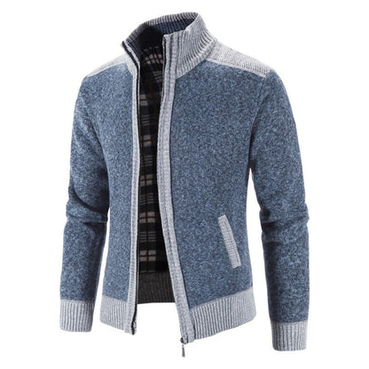 best New Men Sweater Coat Fashion Patchwork Cardigan Men Knitted Sweater Jacket Slim Fit Stand Collar Thick Warm Cardigan Coats Men Winter clothing shop online at M2K Trends for Winter clothing