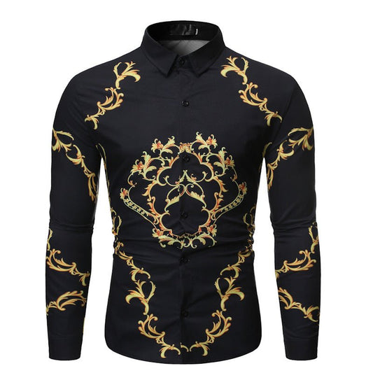 best New Mens Long Sleeve Shirts Slim Fit Casual Shirt For Men Flower Shirt 0 shop online at M2K Trends for