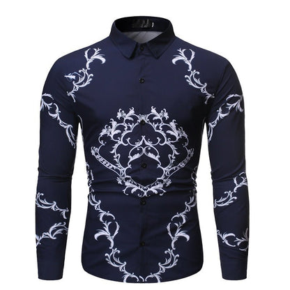 best New Mens Long Sleeve Shirts Slim Fit Casual Shirt For Men Flower Shirt 0 shop online at M2K Trends for