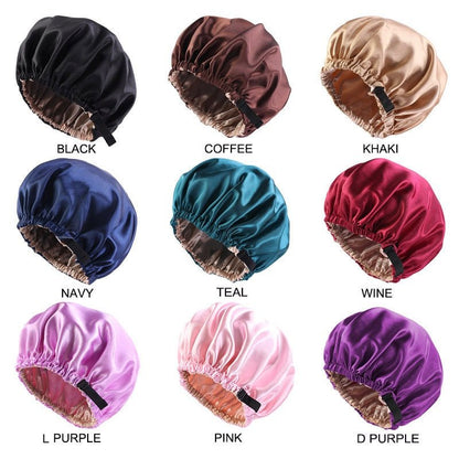 best New Satin Hair Cap For Sleeping Invisible Flat Imitation Silk Round Haircare Women Headwear Ceremony Adjusting Button Night Hat 0 shop online at M2K Trends for