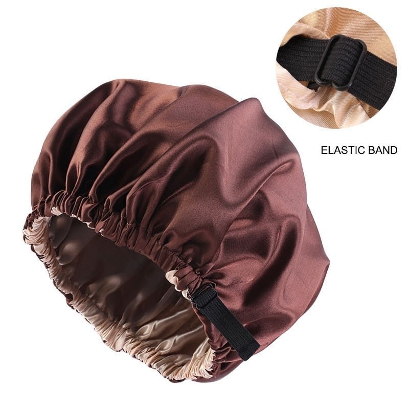 best New Satin Hair Cap For Sleeping Invisible Flat Imitation Silk Round Haircare Women Headwear Ceremony Adjusting Button Night Hat 0 shop online at M2K Trends for