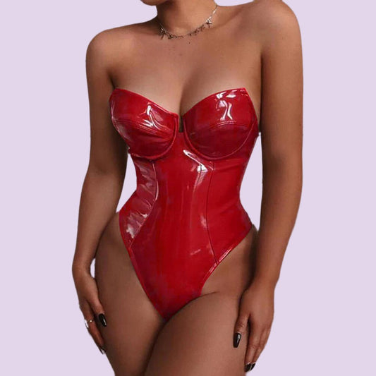 best New Slim Swimsuit Patent Leather One Piece Clothing shop online at M2K Trends for