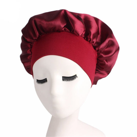 best Newly Women&#39;s Satin Solid Sleeping Hat Night Hair Care Bonnet Nightcap For Women Men Unisex Cap 0 shop online at M2K Trends for