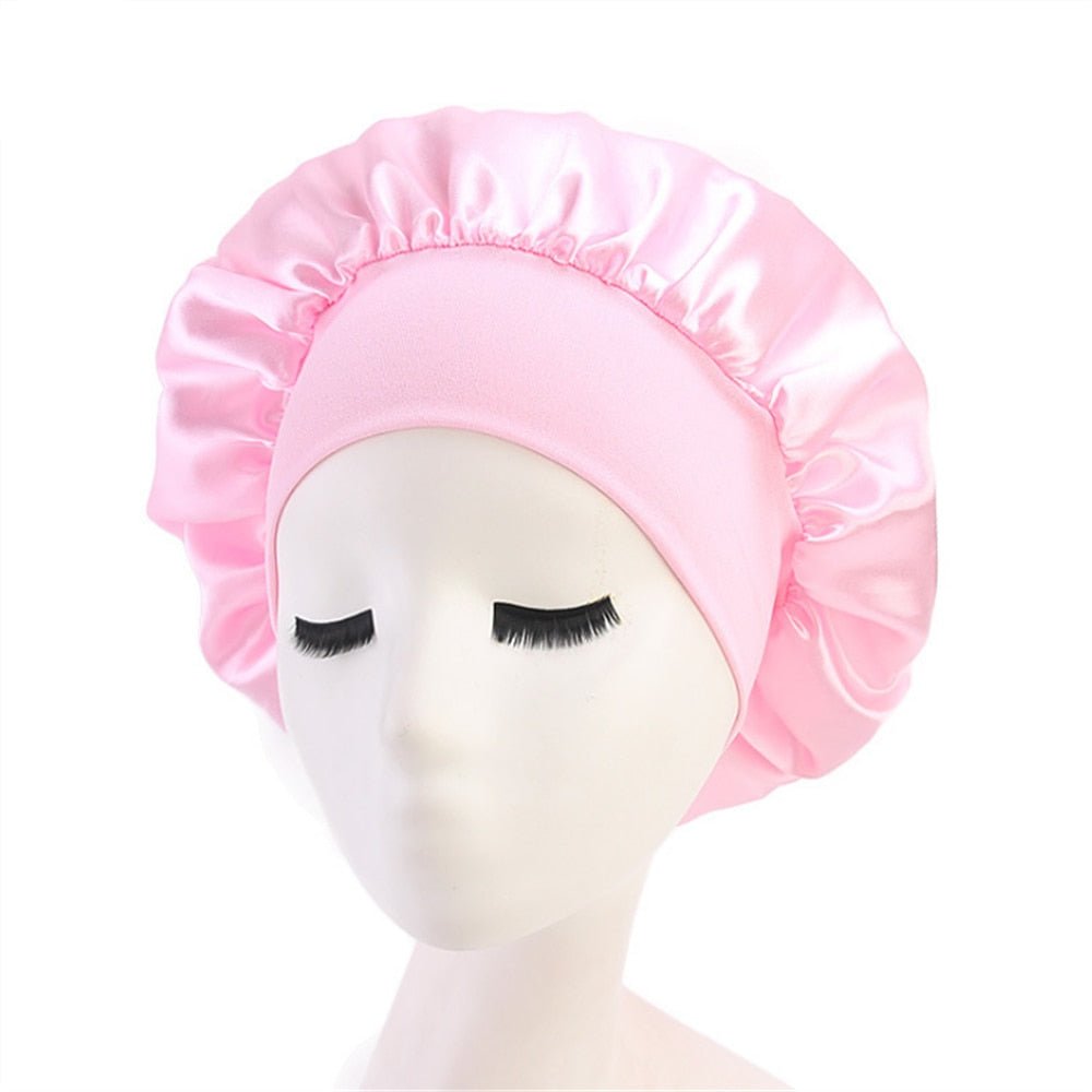 best Newly Women&#39;s Satin Solid Sleeping Hat Night Hair Care Bonnet Nightcap For Women Men Unisex Cap 0 shop online at M2K Trends for