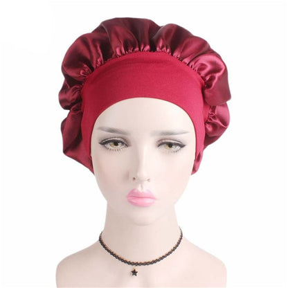 best Newly Women&#39;s Satin Solid Sleeping Hat Night Hair Care Bonnet Nightcap For Women Men Unisex Cap 0 shop online at M2K Trends for