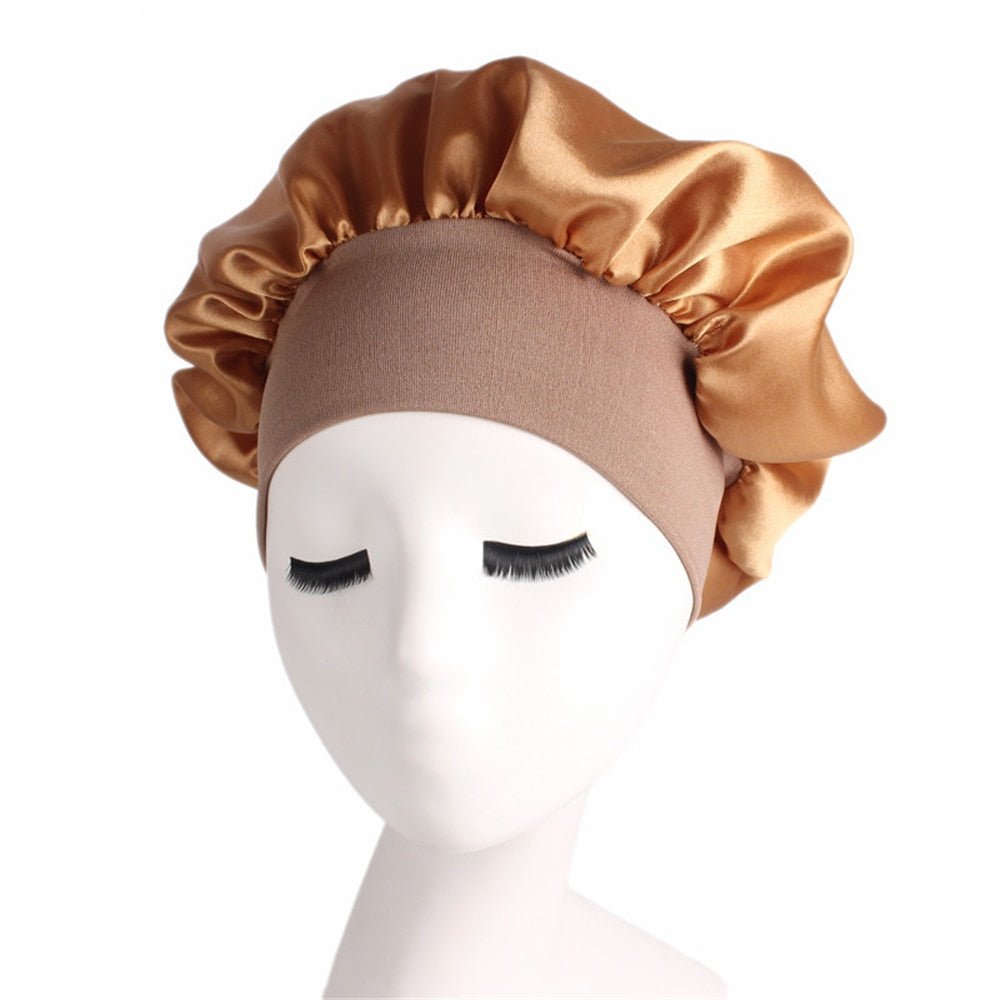 best Newly Women&#39;s Satin Solid Sleeping Hat Night Hair Care Bonnet Nightcap For Women Men Unisex Cap 0 shop online at M2K Trends for