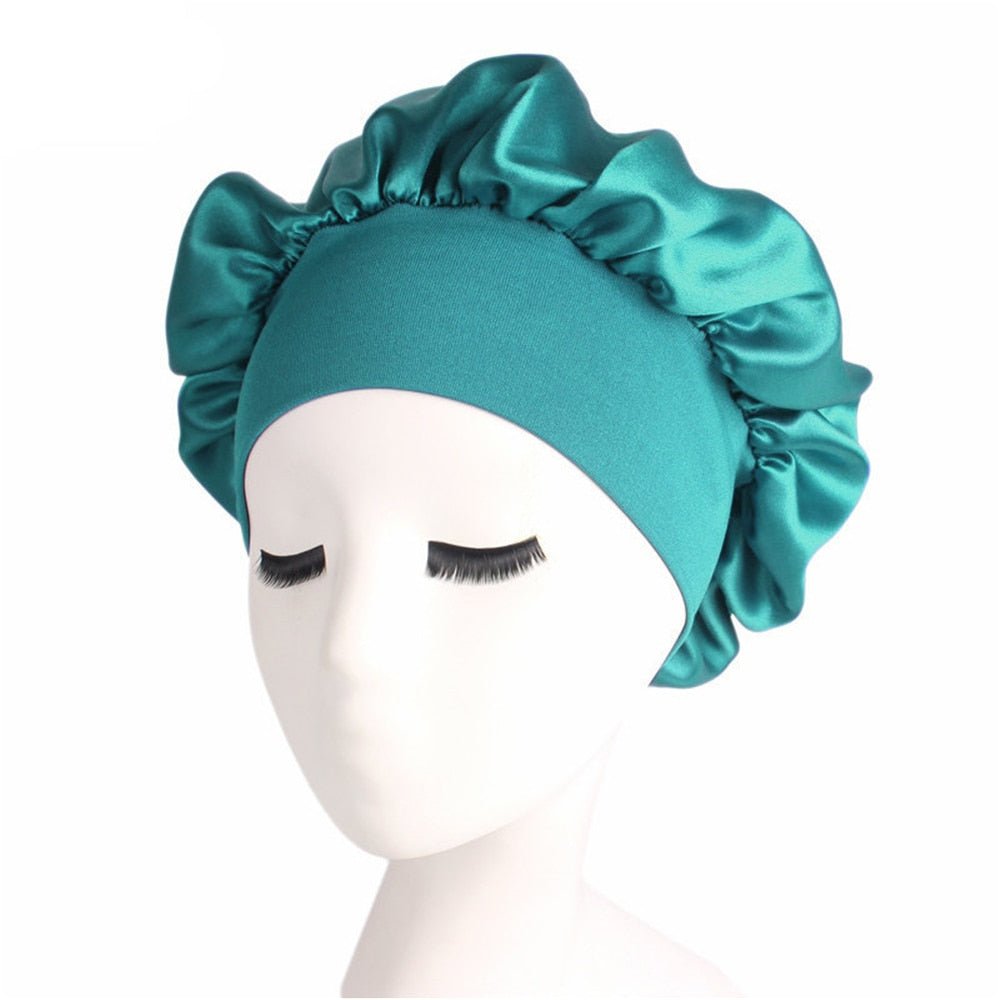 best Newly Women&#39;s Satin Solid Sleeping Hat Night Hair Care Bonnet Nightcap For Women Men Unisex Cap 0 shop online at M2K Trends for