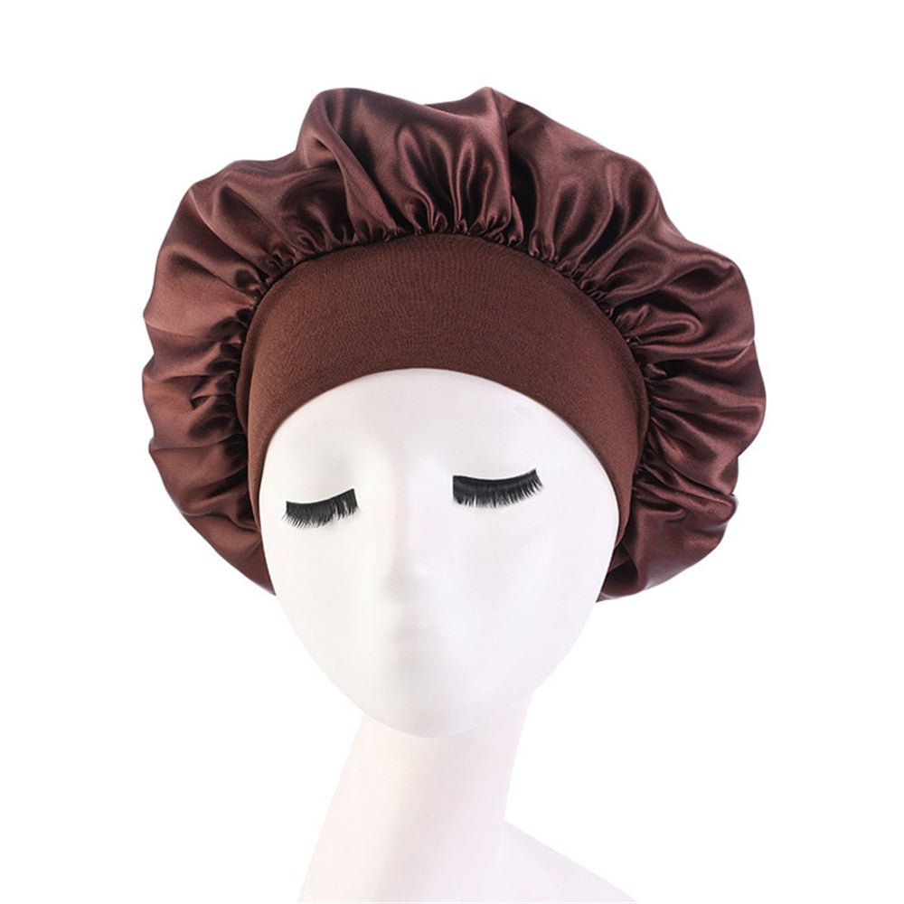 best Newly Women&#39;s Satin Solid Sleeping Hat Night Hair Care Bonnet Nightcap For Women Men Unisex Cap 0 shop online at M2K Trends for