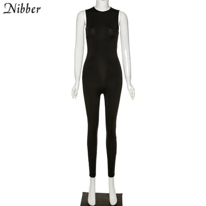 best Nibber Basic Bodycon Jumpsuit For Women‘s Clothing Casual Brown Fitness Rompers 2023 Y2K Playsuit Activity Streetwear Overalls shop online at M2K Trends for