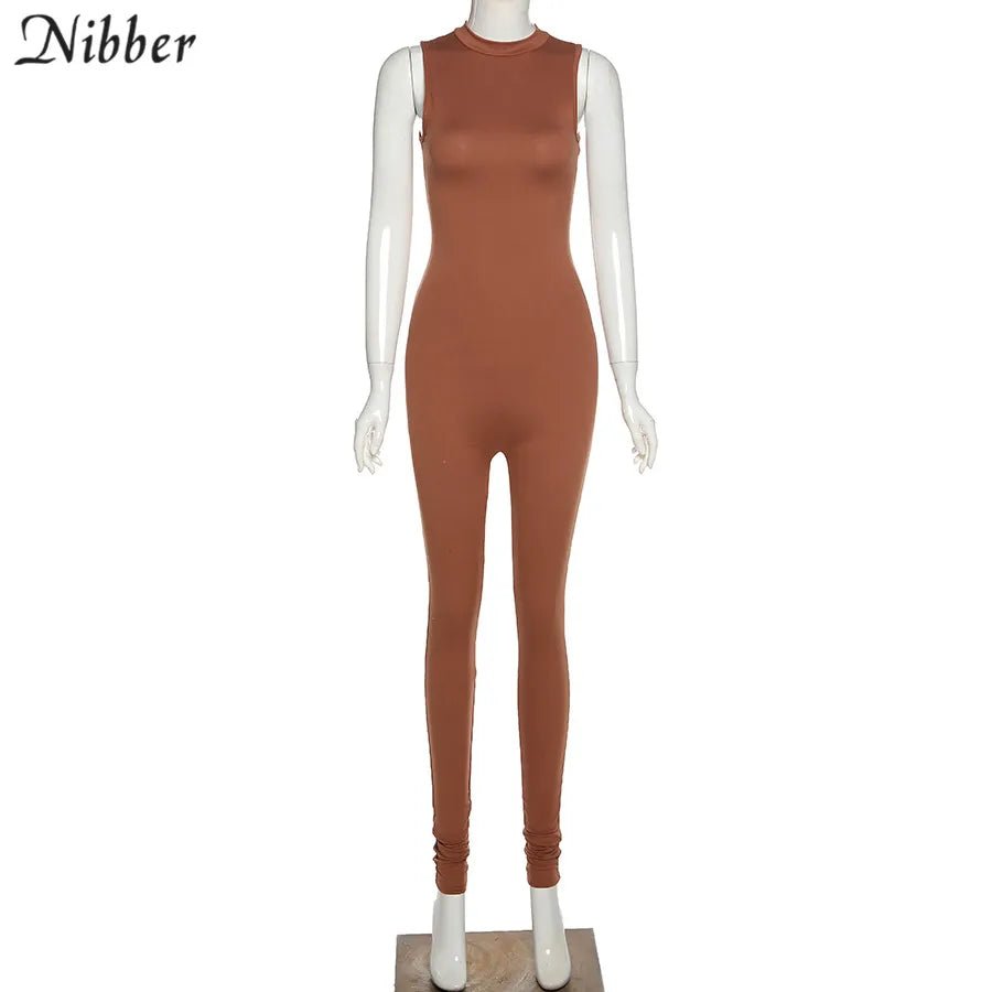 best Nibber Basic Bodycon Jumpsuit For Women‘s Clothing Casual Brown Fitness Rompers 2023 Y2K Playsuit Activity Streetwear Overalls shop online at M2K Trends for