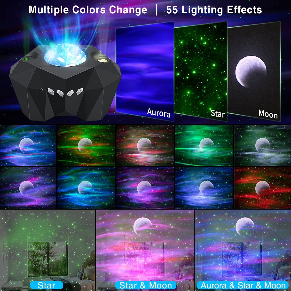 best Northern Lights Galaxy Projector Aurora Star Projector Night Light Lighting shop online at M2K Trends for LED Lamps