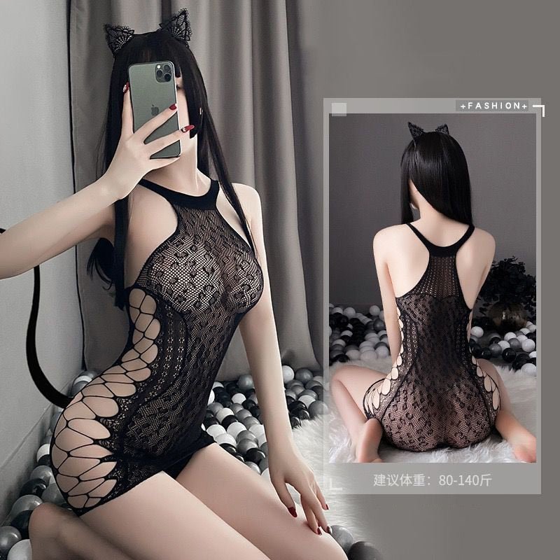 best Open Back Lace Up One Piece Bodysuit Mesh Hollow Out Swimsuit Sexy Anime Lingerie Women Lolita Cartoon Cosplay Devil Costume 0 shop online at M2K Trends for