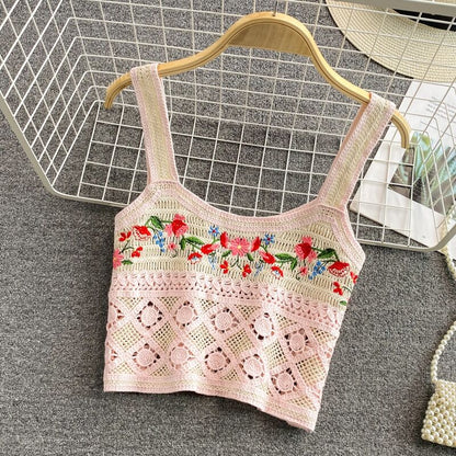 best OUMEA Women Sweet Cotton Cardigan Summer Floral Embroidery Sleeveless Buttons Front Crop Tops Beach Sweet Crochet French Style 0 shop online at M2K Trends for