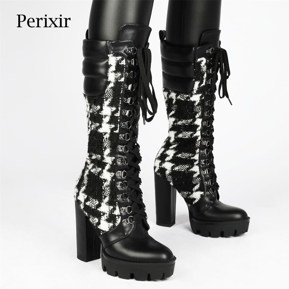 best Perixir Boots Women Fashion Camouflage Print Long Boots Winter Thick Heel Platform Mid-Calf Boots Knee High female+shoes 0 shop online at M2K Trends for