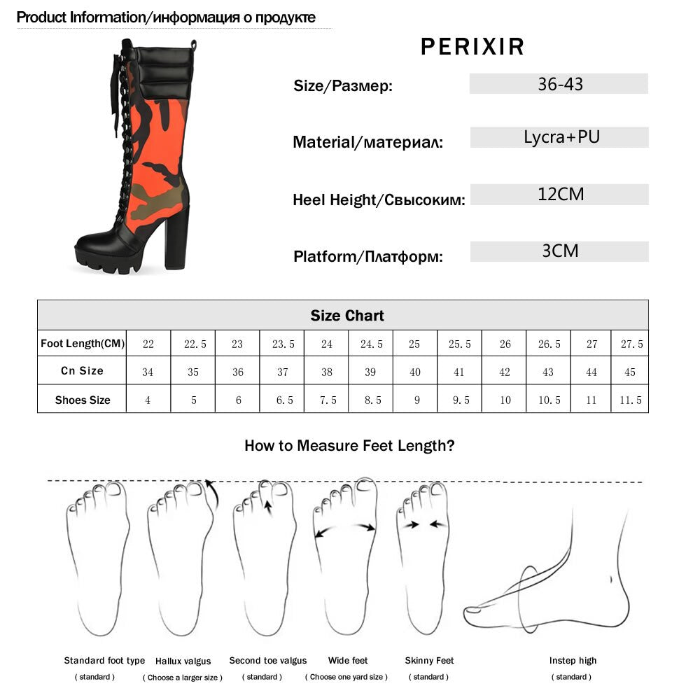 best Perixir Boots Women Fashion Camouflage Print Long Boots Winter Thick Heel Platform Mid-Calf Boots Knee High female+shoes 0 shop online at M2K Trends for