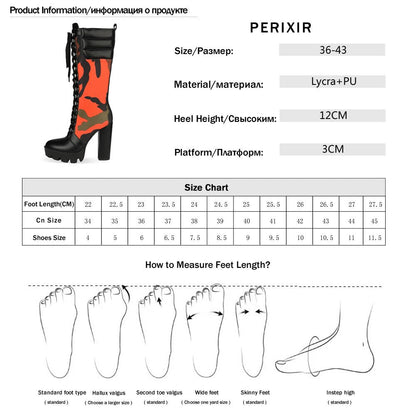 best Perixir Boots Women Fashion Camouflage Print Long Boots Winter Thick Heel Platform Mid-Calf Boots Knee High female+shoes 0 shop online at M2K Trends for